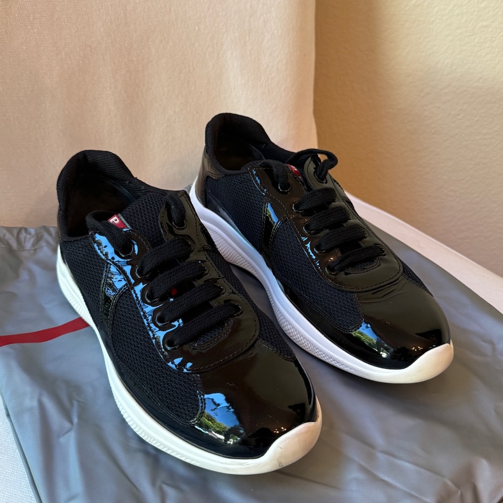 PRADA Low Top Sneaker (Women) Black Patent Leather